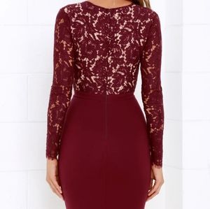 Swoon-er or Later Burgundy Long-Sleeved Lace Dress